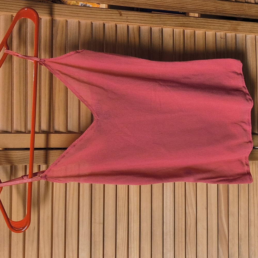 Express Design Studio Brand Women's Coral Pink V-Neck Silky Tank-NWOT
